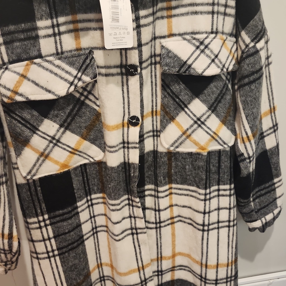 Plaid Women's Jacket - Black, White, Tan